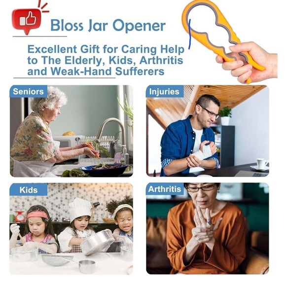 1pc Multifunctional 4-in-1 Jar Opener,can Opener Jar Gripper  Orange/Grey - Picture 3 of 6